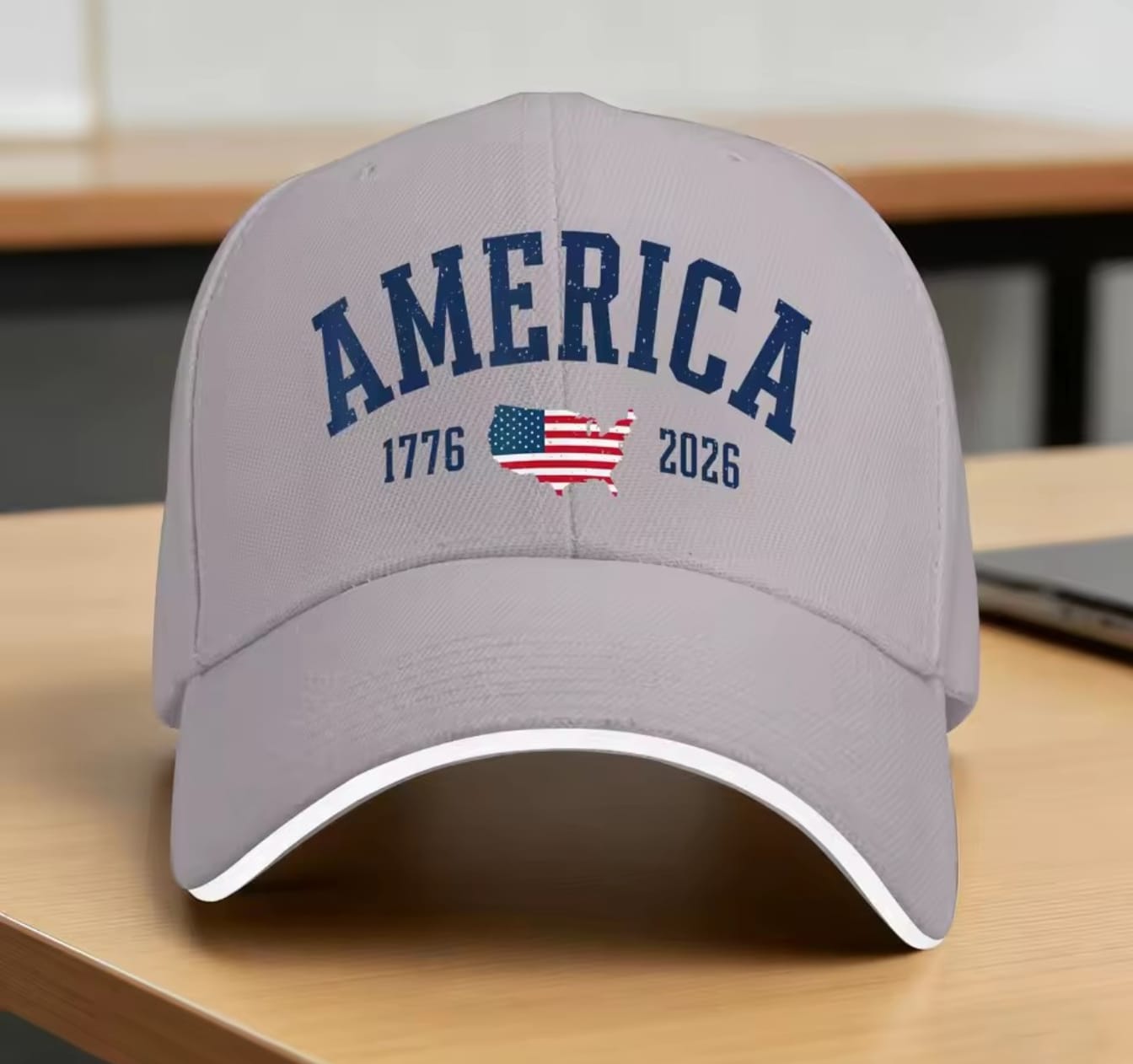 America 250 Hat in Gray Structured Patriotic Cap