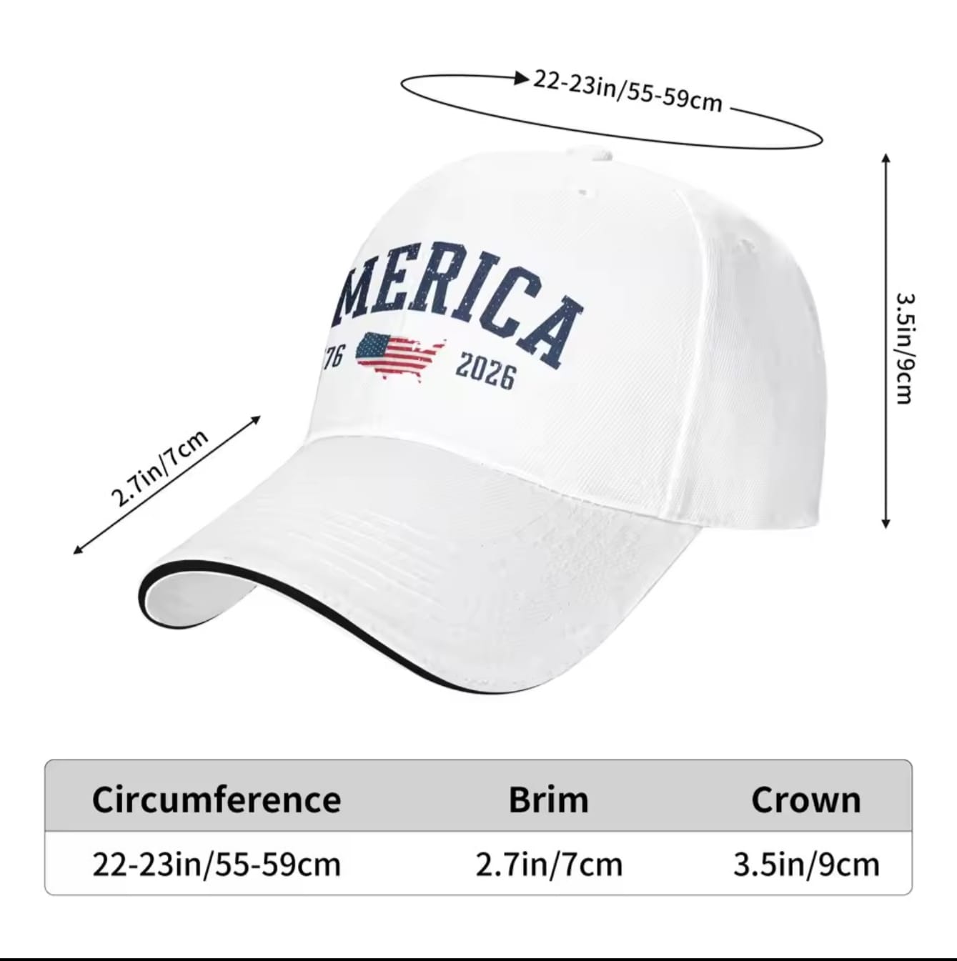 America 250 Hat in White Patriotic USA Anniversary Cap